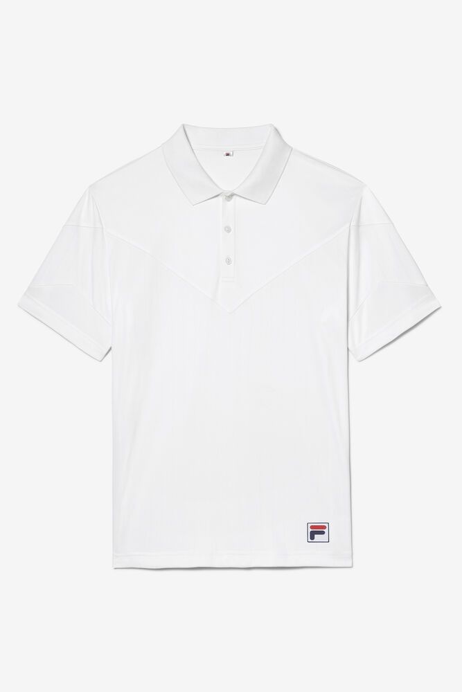 Fila ポロシャツ メンズ 白 White Line 半袖 2376-MUBLR